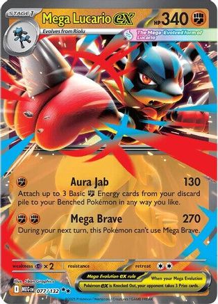 Mega Lucario ex - 077/132 77 - ME01 Mega Evolution Holofoil