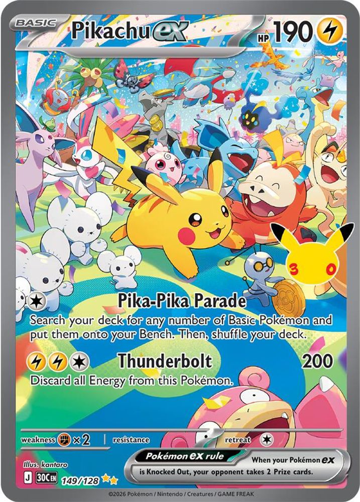 Pikachu ex 149/128 - ME 30th Celebration Foil