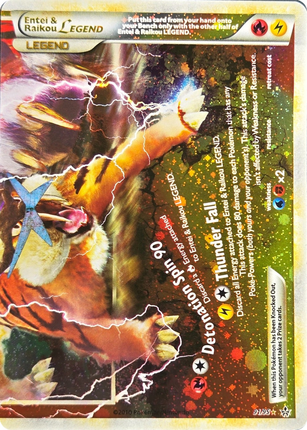 Entei & Raikou LEGEND - 91/95 - Unleashed LEGEND Holo (Moderately Played)