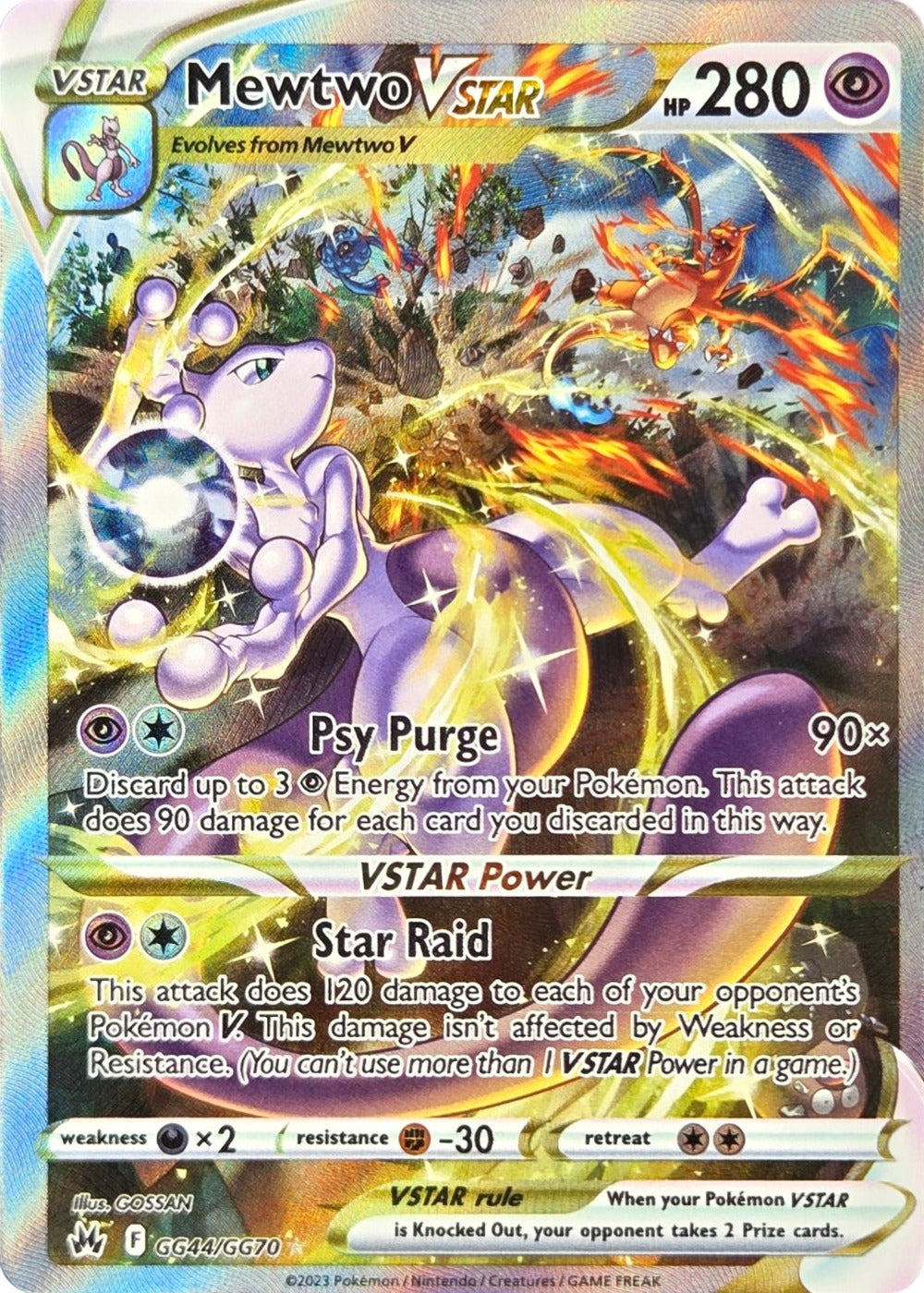 Mewtwo VSTAR - GG44/GG70 - Crown Zenith Galarian Gallery Ultra Rare Holo (Lightly Played)