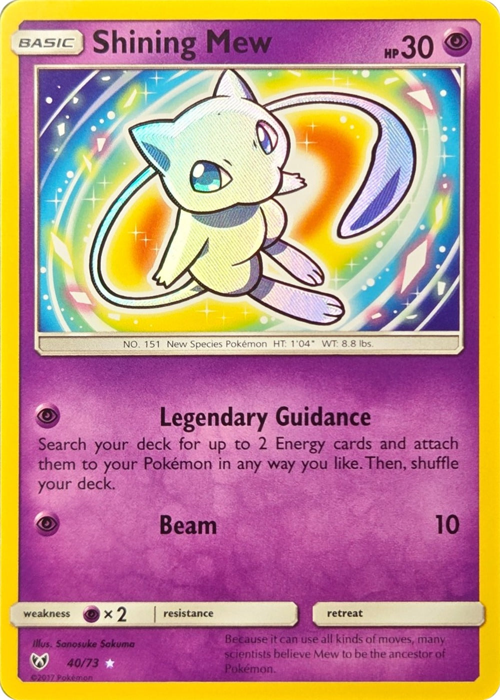 Shining Mew - 40/73 - Shining Legends Shining Holo Rare (Lightly Played)