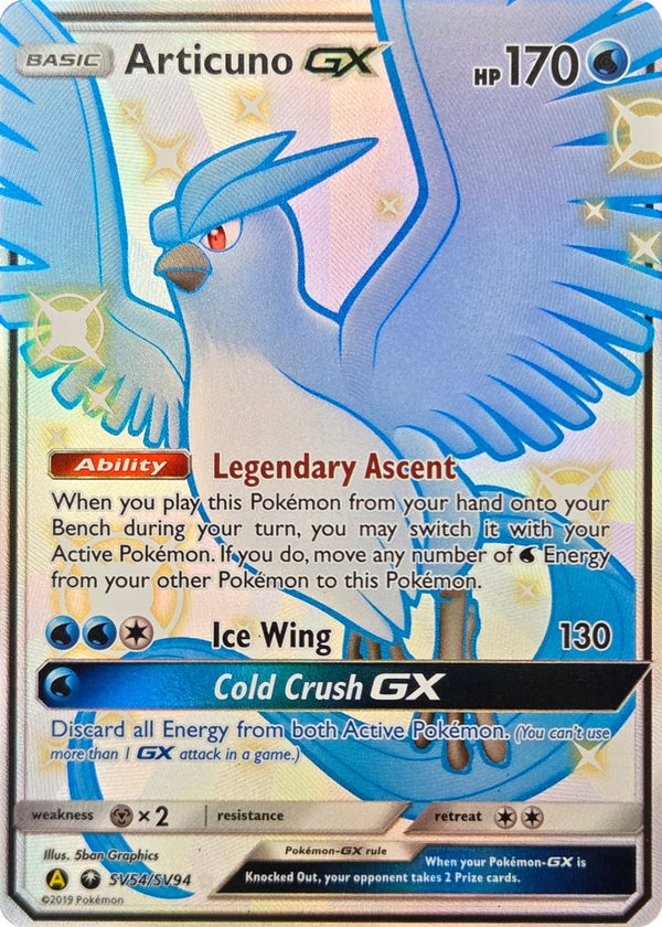 Articuno GX - SV54/SV94 - Hidden Fates Shiny Vault Shiny Full Art Holo (Lightly Played)